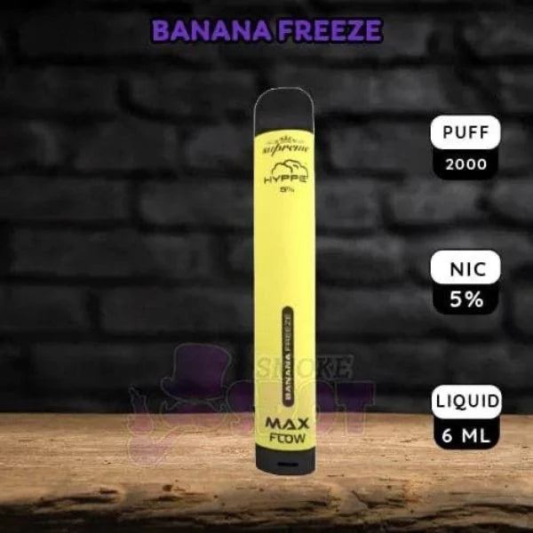 Hyppe Max Flow 2000 Puffs Disposable Vape in Banana Freeze Flavor with 5% Nicotine and Adjustable Airflow