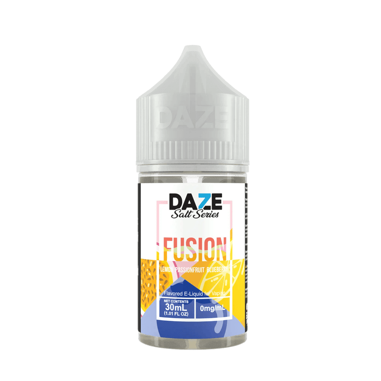 Assorted flavors of DAZE FUSION SALT vape juice bottles