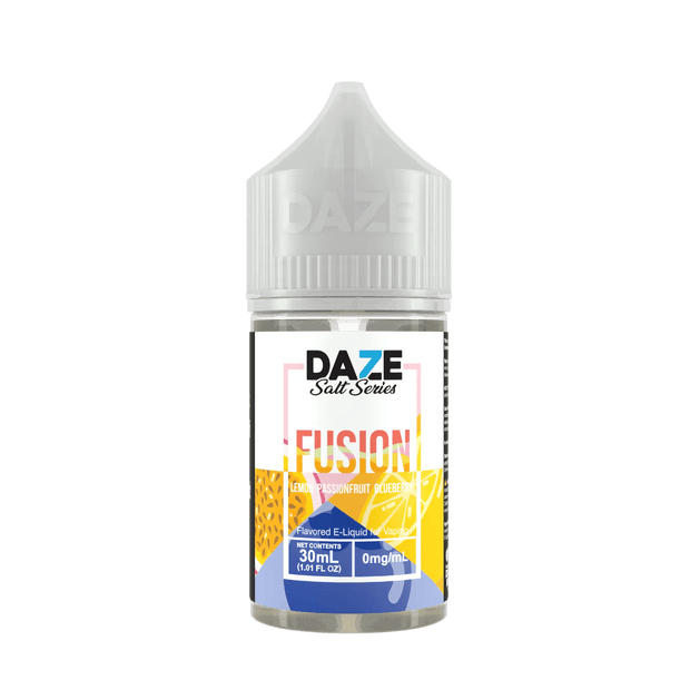 Assorted flavors of DAZE FUSION SALT vape juice bottles