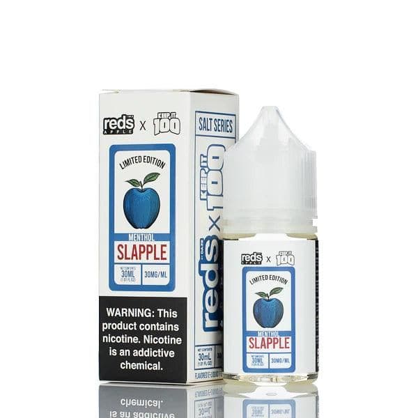 REDS X KEEP IT 100 30ML SLAPPLE MENTHOL flavor e-juice bottle by 7 Daze