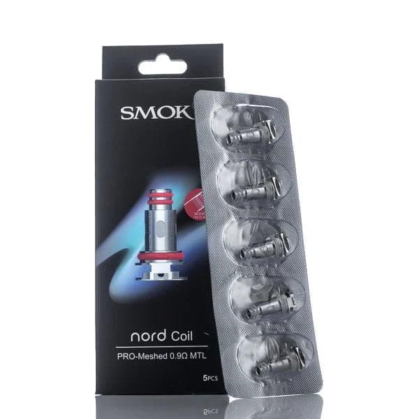 Smok Nord Pro Replacement Coil 5 Pack packaging with Pro-Mesh 0.9 MTL and 0.6 DL coil options