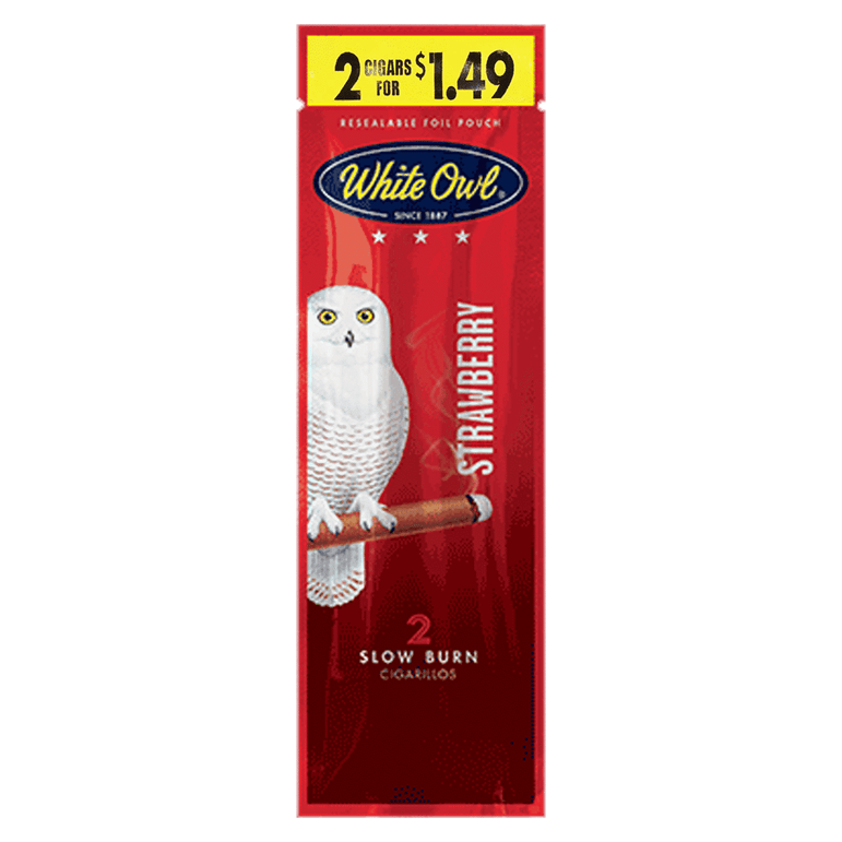 White Owl Cigarillo 2-Pack Strawberry Flavor - Slow Burning Cigarillos