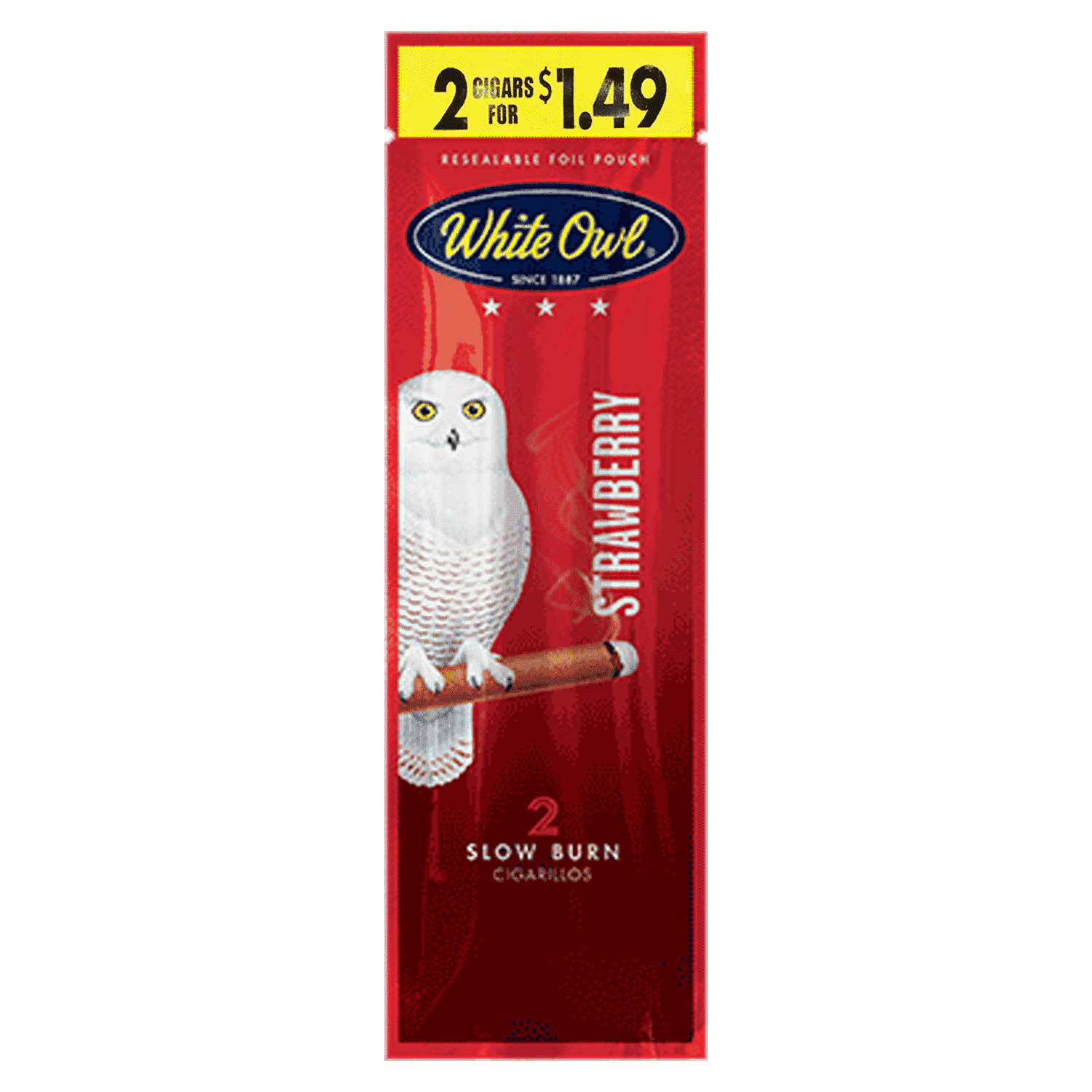 White Owl Cigarillo 2-Pack Strawberry Flavor - Slow Burning Cigarillos